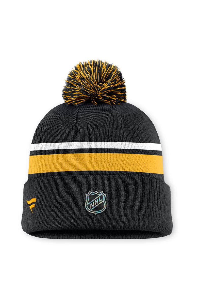 FANATICS Men's Fanatics Black Pittsburgh Penguins Authentic Pro Rink Cuffed Knit Hat with Pom, Alternate, color, Black