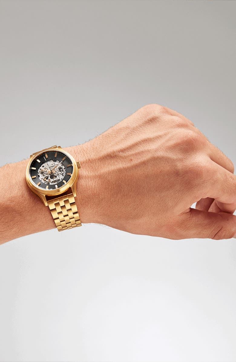 Nixon Spectra Automatic Bracelet Watch, 40mm, Alternate, color, Black / Gold