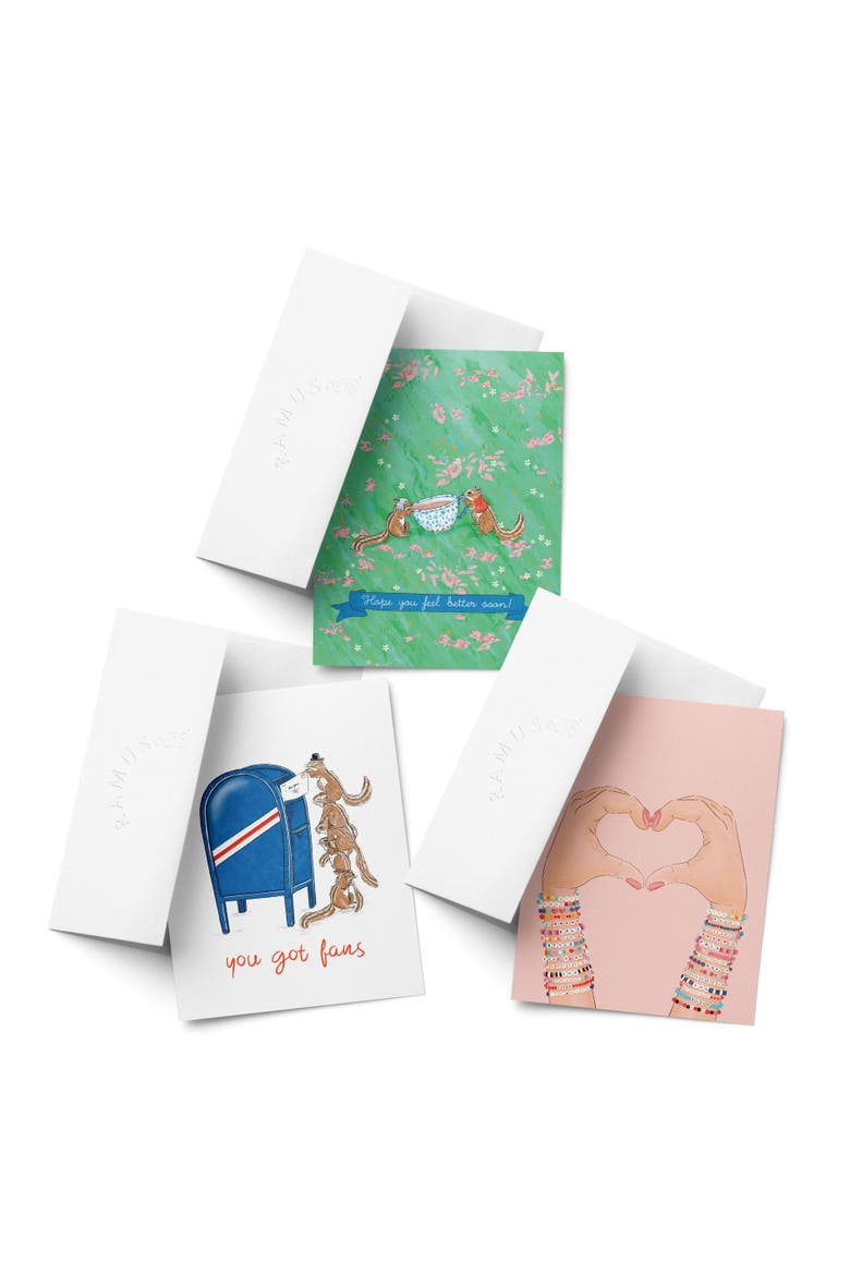 Sympathy Greeting Card Pack Sets (3 ct, Assorted) Feel Better Chipmunks Tea, You Got Fans, Friendship Bracelets, Main, color, Multi-Pack