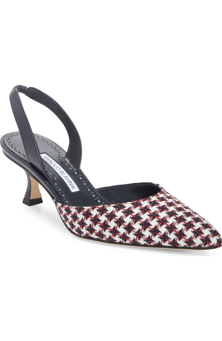 Manolo Blahnik Carolyne Kitten Heel Slingback Pump, Main, color, Black Multi