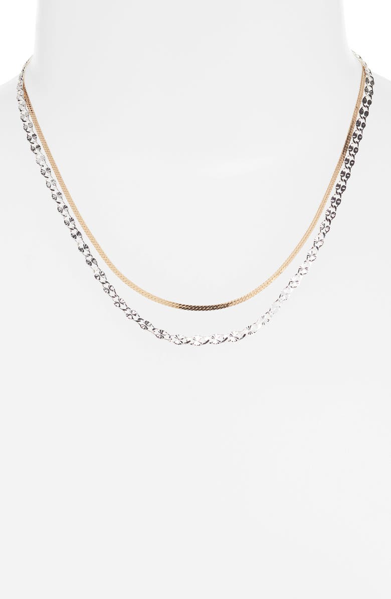 Nordstrom Demi Fine Set of 2 Chain Necklaces, Alternate, color, 14K Gold- Sterling Plated