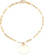 Frankie & Zoe 10K Gold Heart Charm Paperclip Bracelet 10K