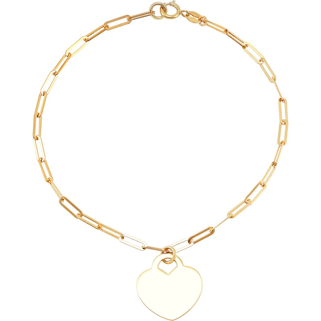 Frankie & Zoe 10k Gold Heart Charm Paperclip Bracelet 10k In Gold