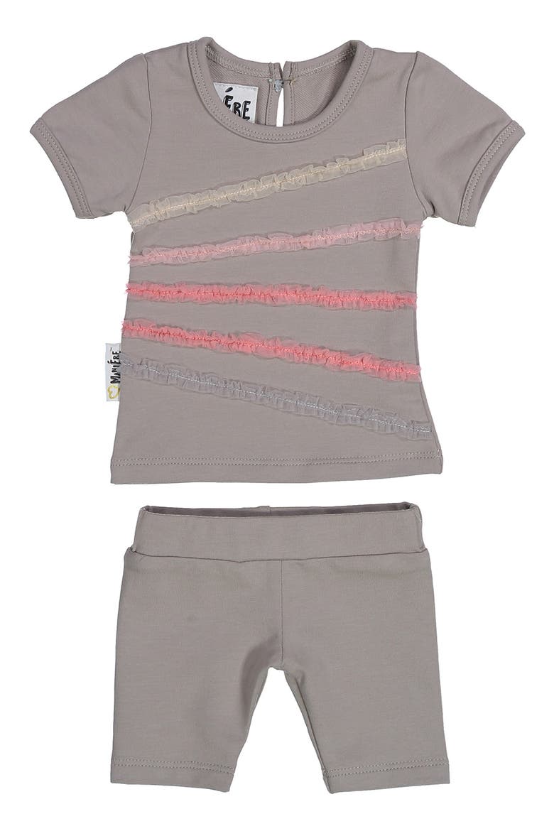 Rainbow Tulle Top & Shorts Set, Main, color, GREY