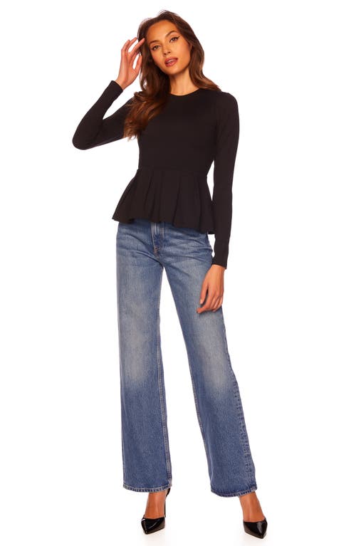 Susana Monaco Long Sleeve Peplum Top In Black
