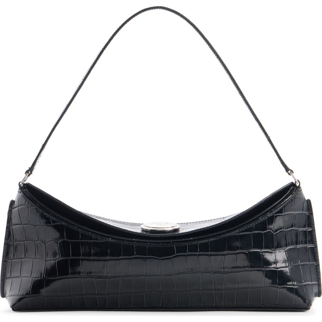 Jacquemus Le Calisson Crocodile-effect Leather Shoulder Bag In Black