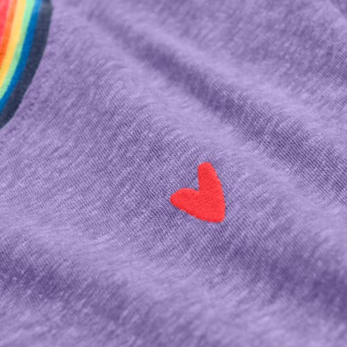 Primary Kids Long Sleeve Heathered Embroidered Heart Tee In Purple