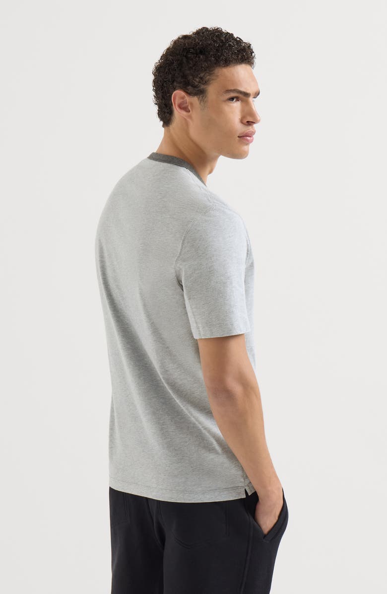Brunello Cucinelli Cotton jersey crew neck T-shirt with print, Alternate, color, Grey
