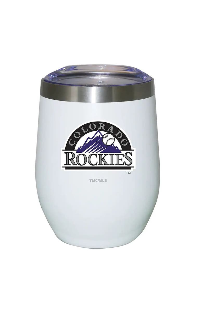 THE MEMORY COMPANY Colorado Rockies 12oz. Logo Stemless Tumbler, Main, color, White