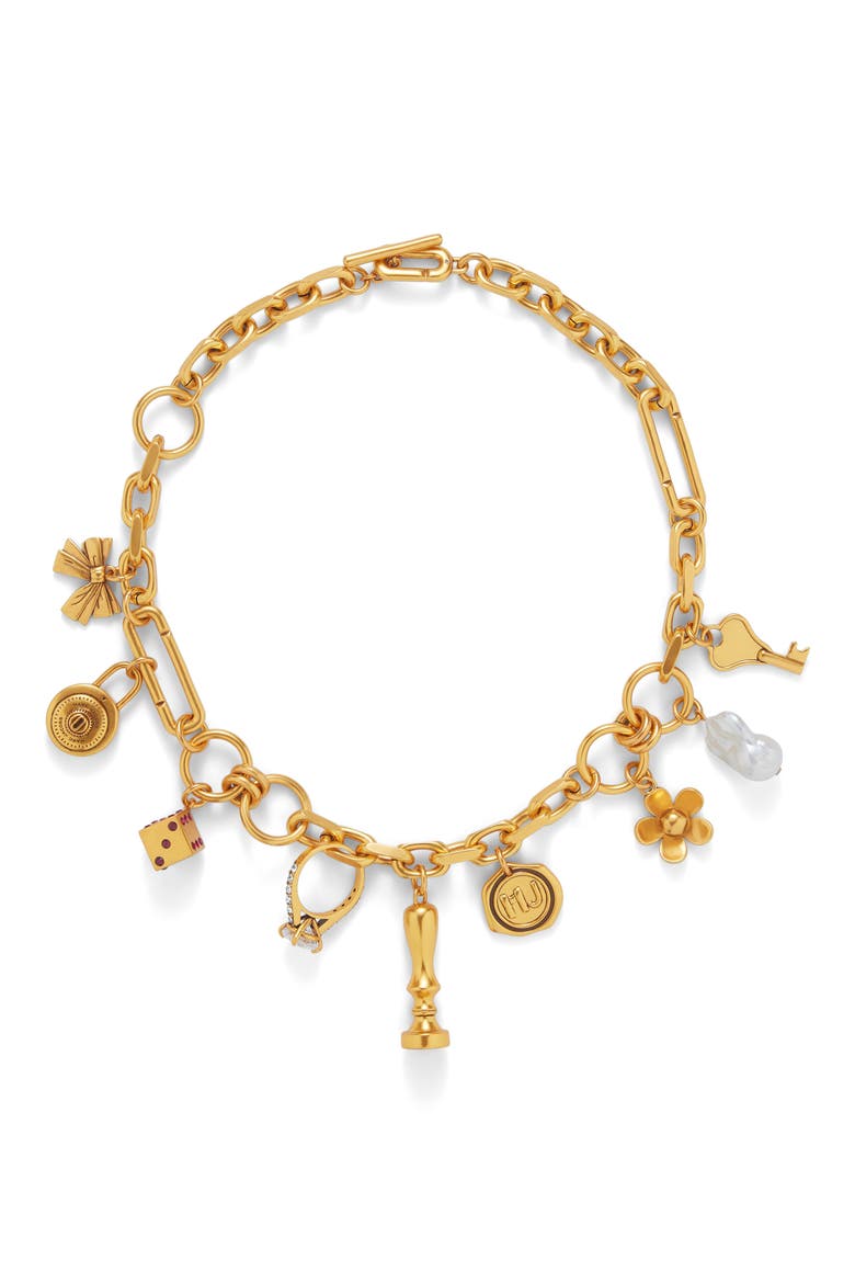 Love Letter Statement Necklace, Main, color, ANTIQUE GOLD
