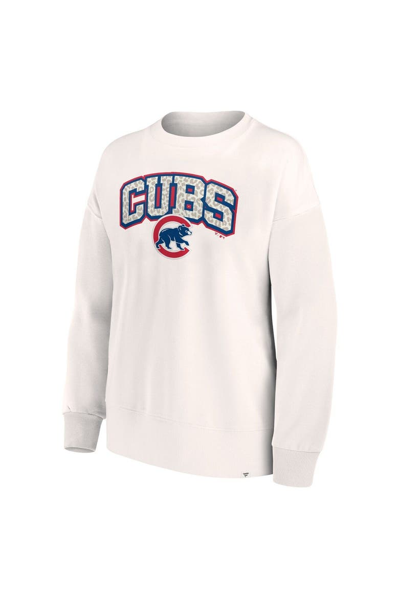 Women's Fanatics Branded Cream Chicago Cubs Leopard Pullover Sweatshirt, Alternate, color, Cream