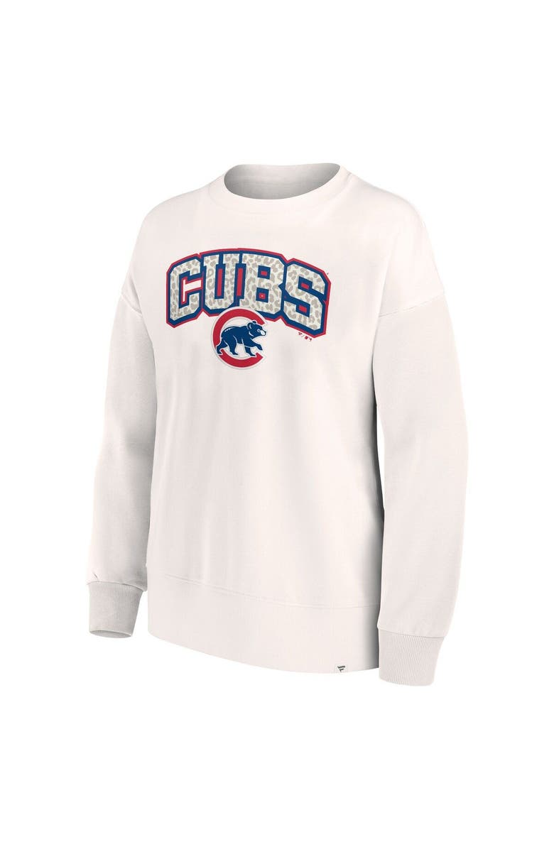 FANATICS Women's Fanatics Branded Cream Chicago Cubs Leopard Pullover Sweatshirt, Alternate, color, 