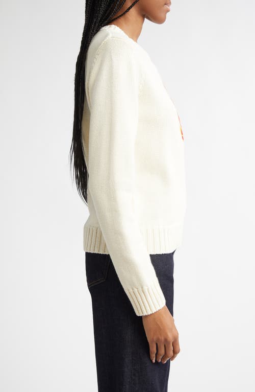 Sporty And Rich Sporty & Rich Ny Crest Embroidered Cotton Sweater In Cream