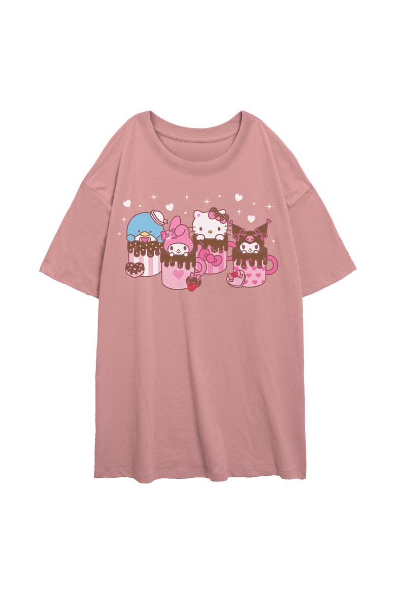 Junior's Hello Kitty Lovely Mug Friends  Graphic T-Shirt, Main, color, Desert Pink