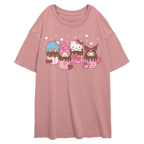Junior's Hello Kitty Lovely Mug Friends  Graphic T-Shirt