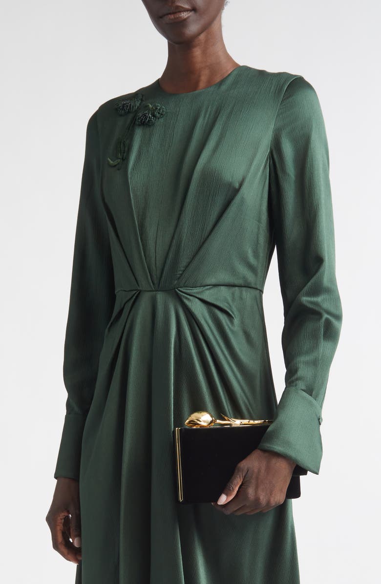 Erdem Bloom Velvet Clutch, Alternate, color, Black