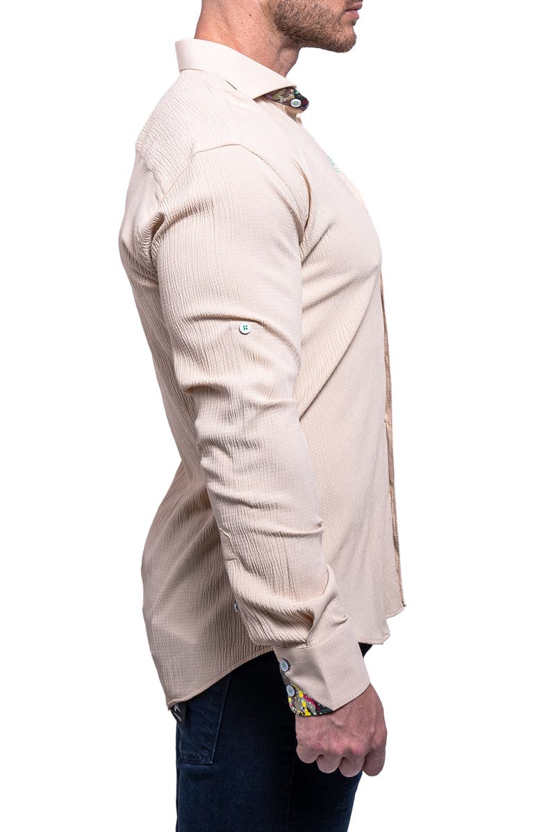 Maceoo Einstein Resistance Contemporary Fit Textured Button-Up Shirt, Alternate, color, Light Brown