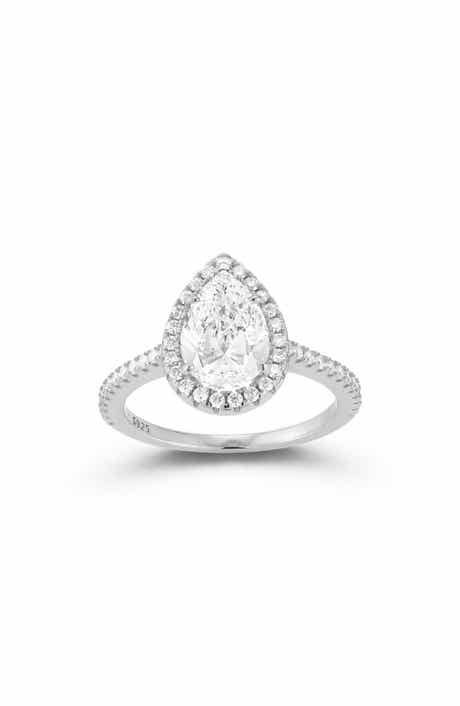 Pear Moissanite Halo Ring
