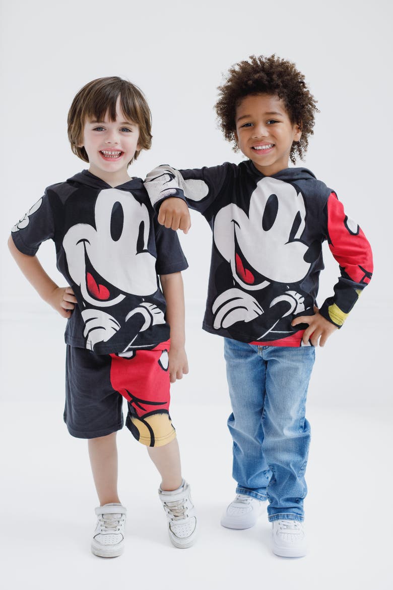 Mickey Mouse 2-Piece Hooded Tee and Shorts Set, Alternate, color, Mickey Mouse Black