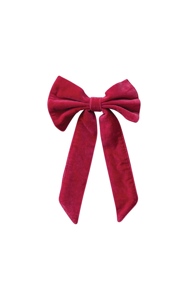 Cotton Velvet Bow with Iron Clip, Main, color, Fuchsia Color