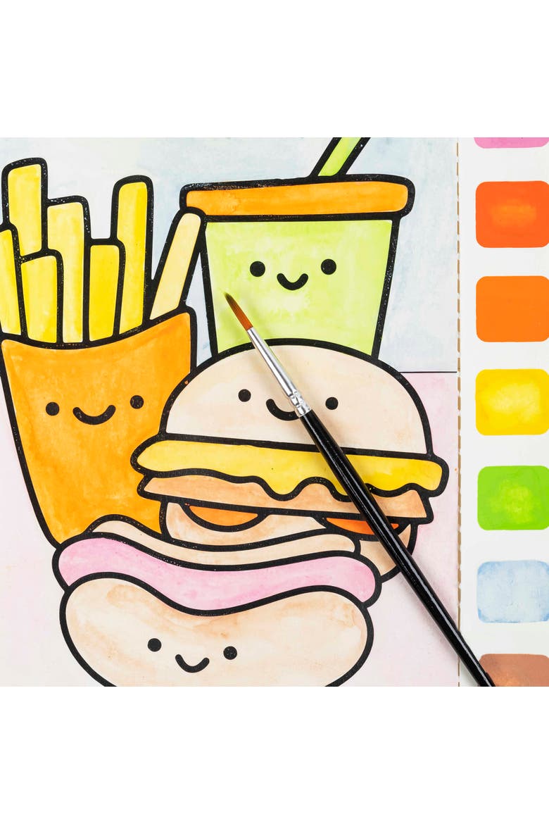Watercolor Pad Kit, Kawaii Food, 8 Playful Designs, Alternate, color, Multicolored