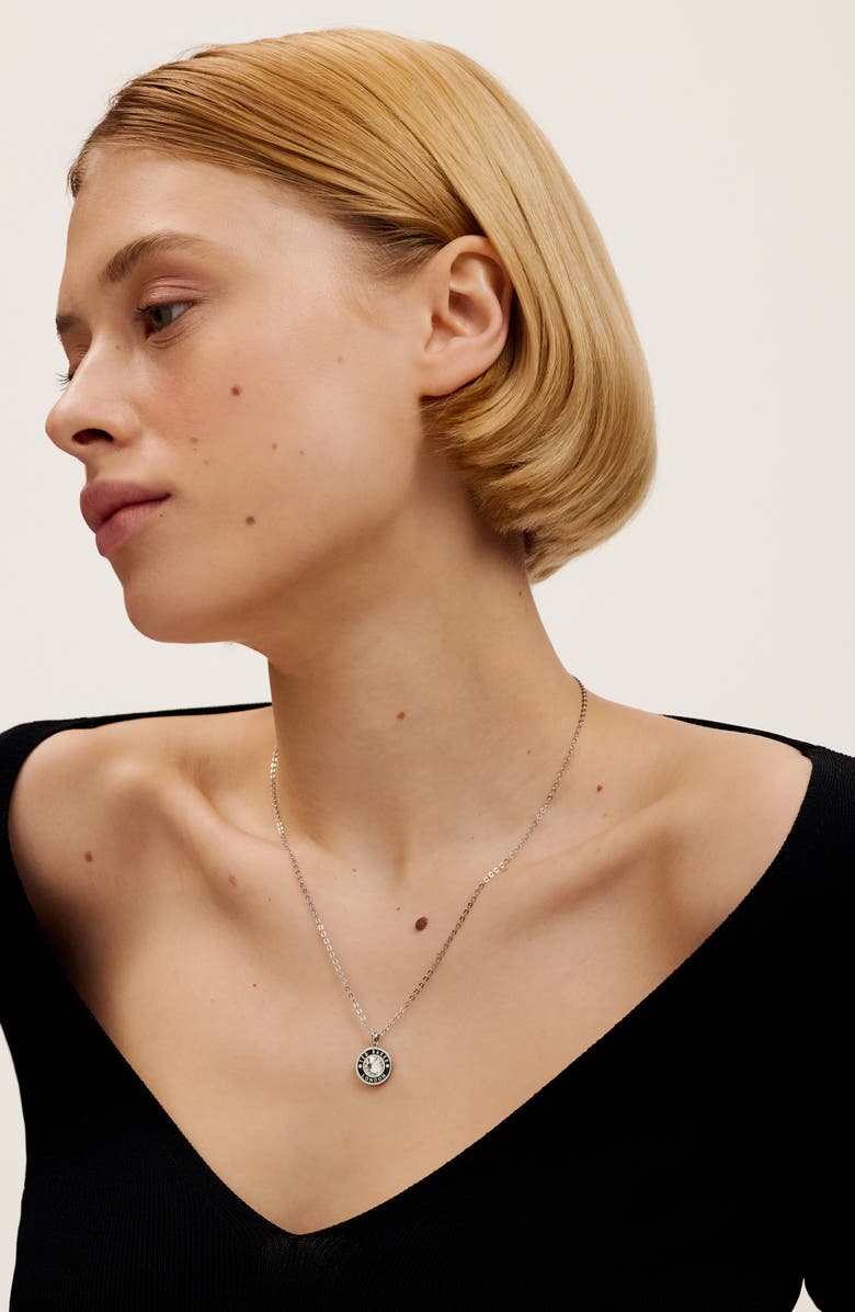 Ted Baker Cherlie Logo Crystal Pendant Necklace, Alternate, color, Silver Tone/ Black/ Clear