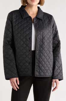 Eileen Fisher Classic Collar Diamond Quilted Jacket