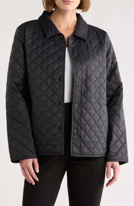 Eileen Fisher Classic Collar Diamond Quilted Jacket