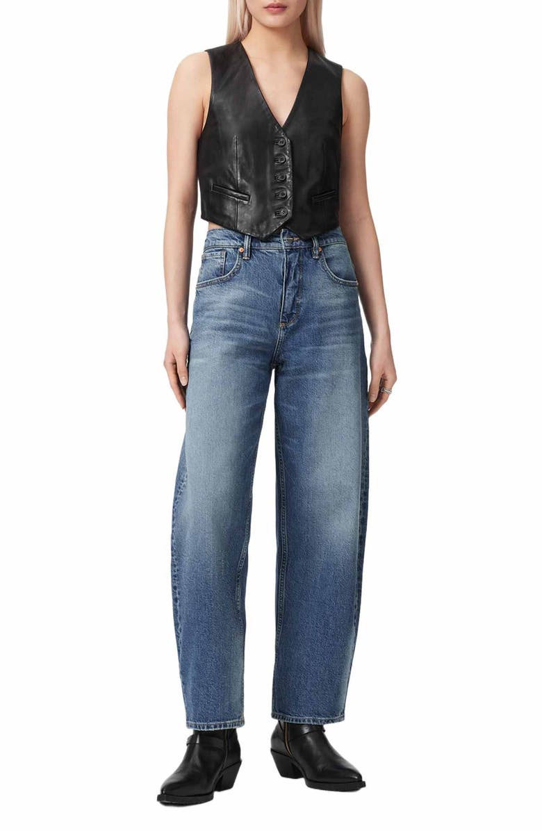 AllSaints Arla Leather Vest, Alternate, color, 