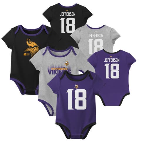 Newborn & Infant Nike Justin Jefferson Minnesota Vikings Name & Number 3-Pack Bodysuit Set