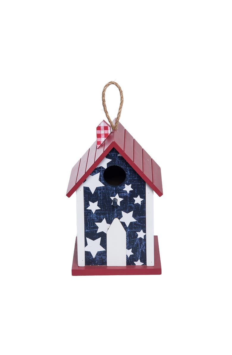 Transpac MDF Patriotic Birdhouse Multicolored for Spring Home Decor, Alternate, color, Multicolored