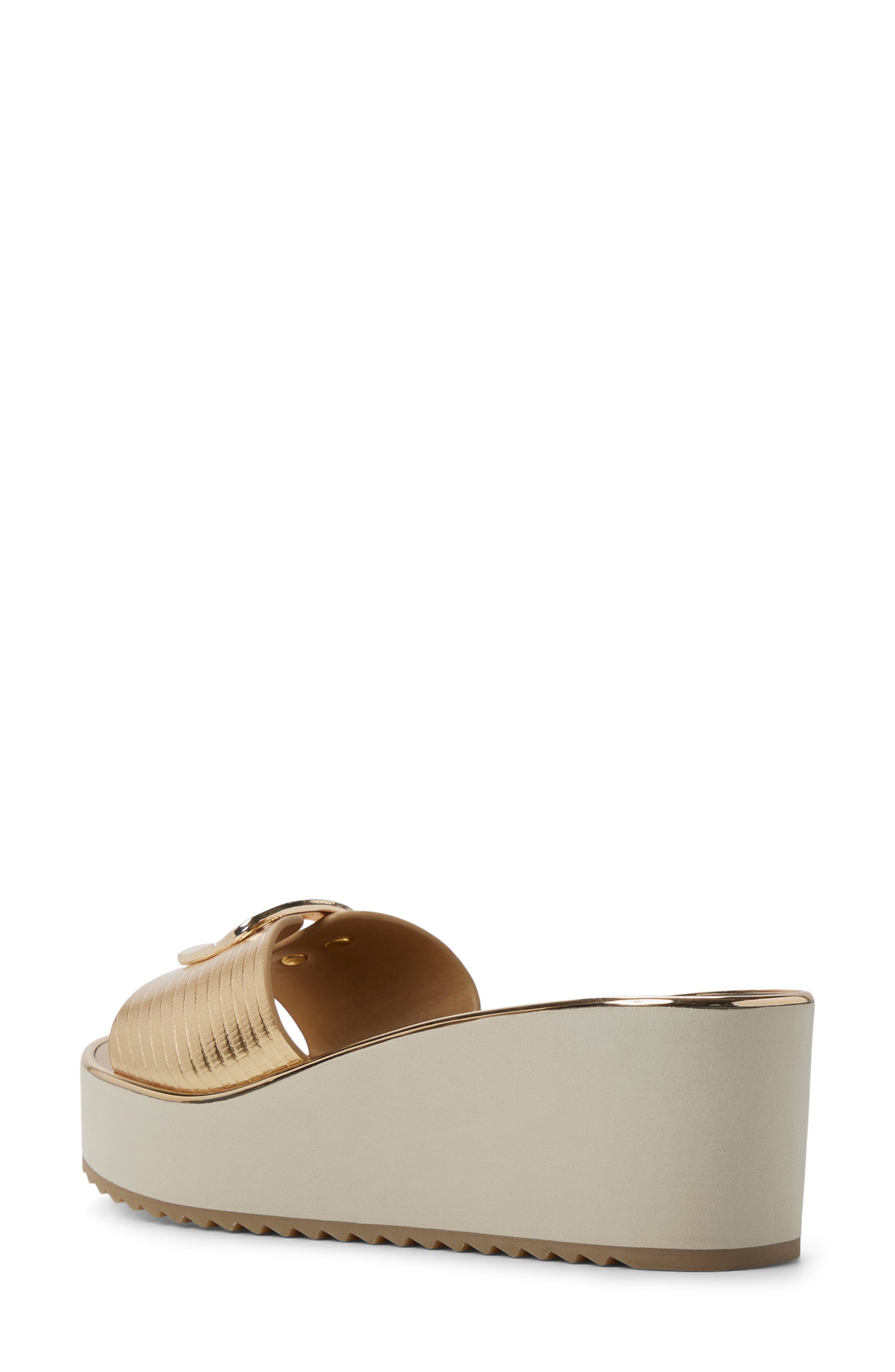 ALDO Menhaden Platform Wedge Slide Sandal, Alternate, color, Gold