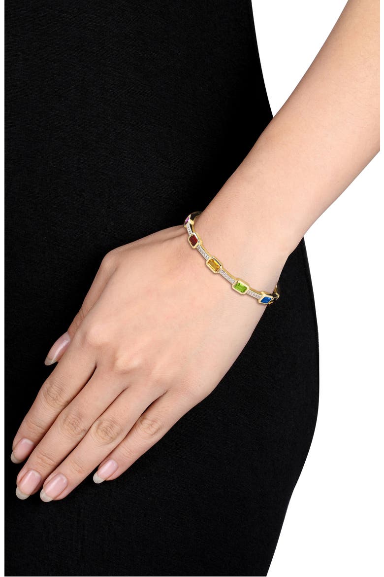 Multi-Gemstone Goldtone Bangle Bracelet, Alternate, color, MULTI