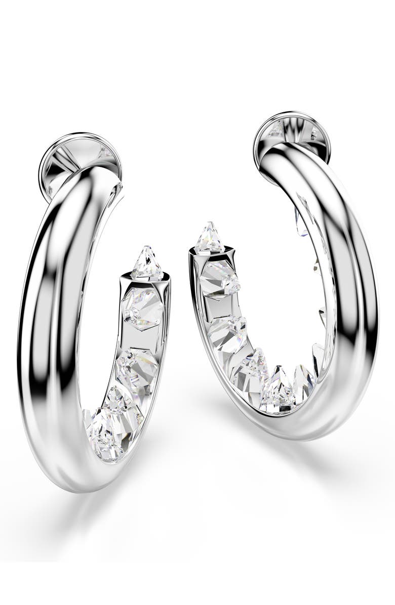 Swarovski Sublima Crystal Hoop Earrings, Alternate, color, Rhodium/ White