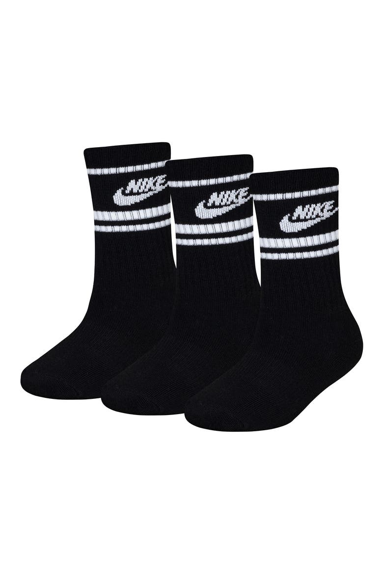 Kids' 3-Pack Futura Cushioned Crew Socks, Main, color, BLACK