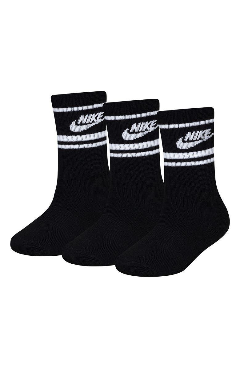 Nike Kids' 3-Pack Futura Cushioned Crew Socks, Main, color, Black