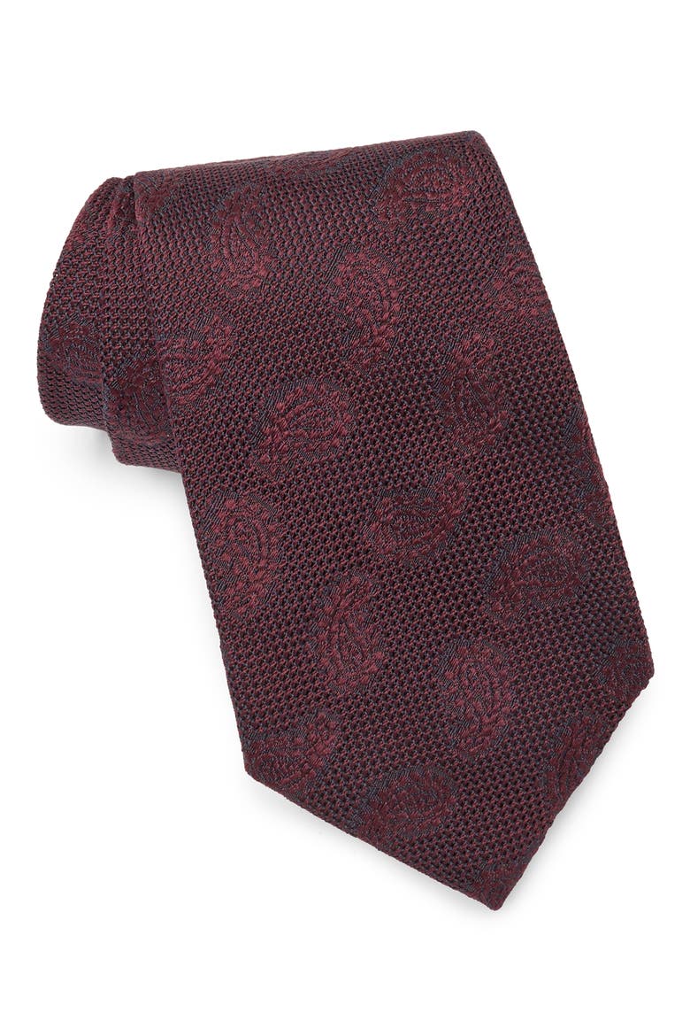 Tonal Paisley Jacquard Silk Tie, Main, color, DARK RED FAN