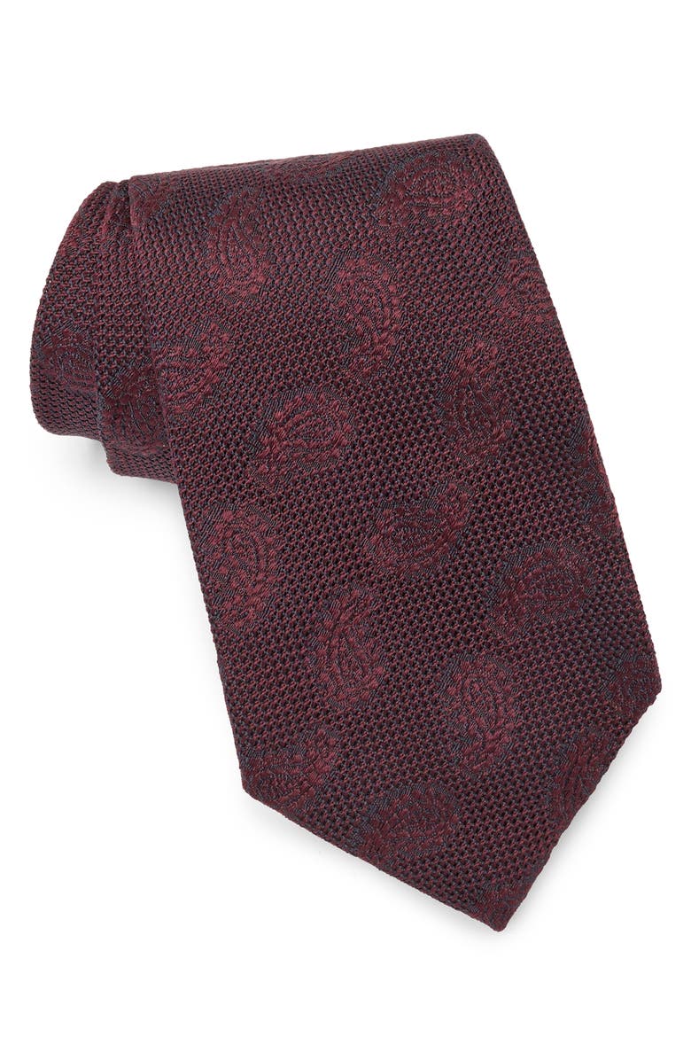ZEGNA TIES Tonal Paisley Jacquard Silk Tie, Main, color, Dark Red Fan