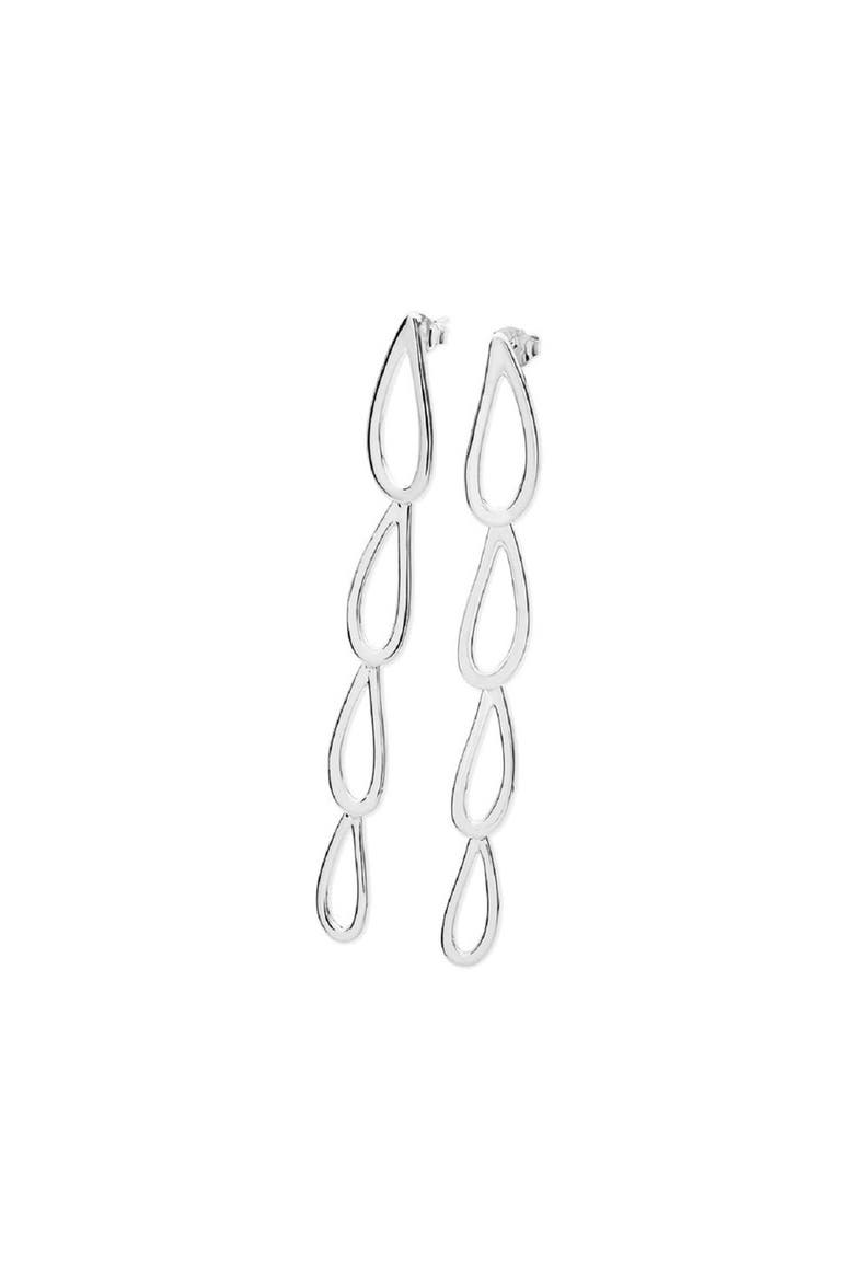 Large Petal Drop Earrings, Main, color, Sterling Silver
