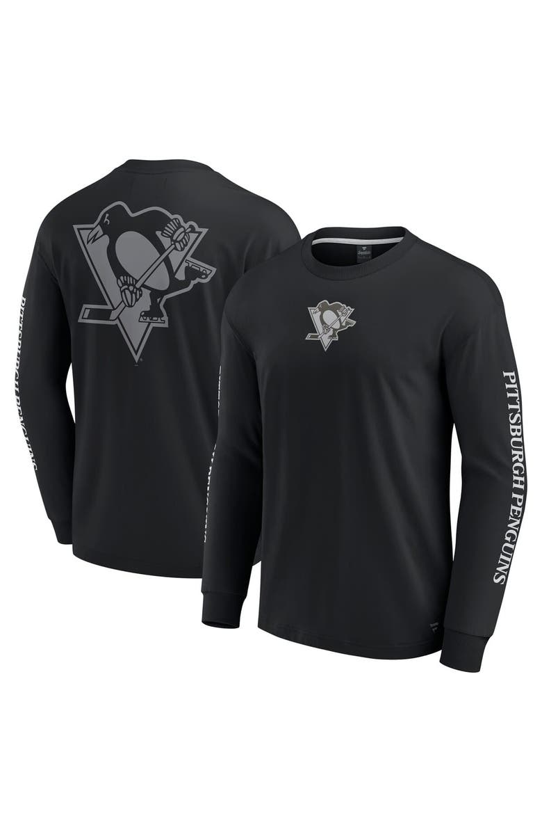FANATICS Men's Fanatics Black Pittsburgh Penguins Elements Strive Long Sleeve T-Shirt, Main, color, Black