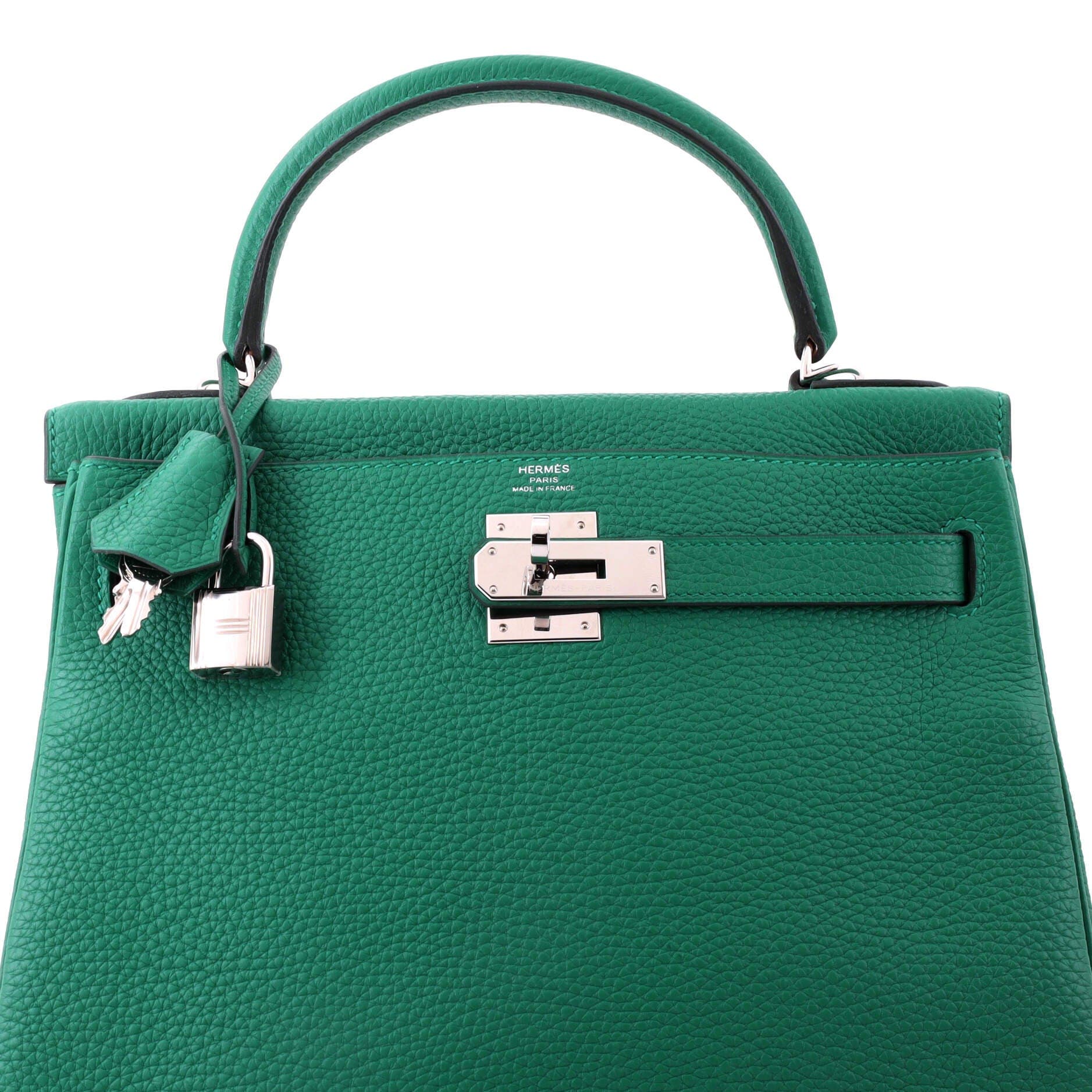 Pre-Owned Hermes Kelly Handbag Green Togo with Palladium Hardware 28, Alternate, color, Vert Vertigo