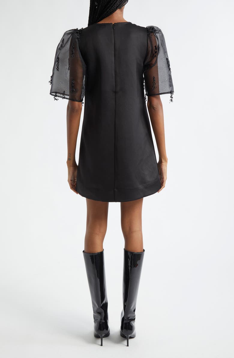 Ganni Fringe Detail Organza Minidress, Alternate, color, Black