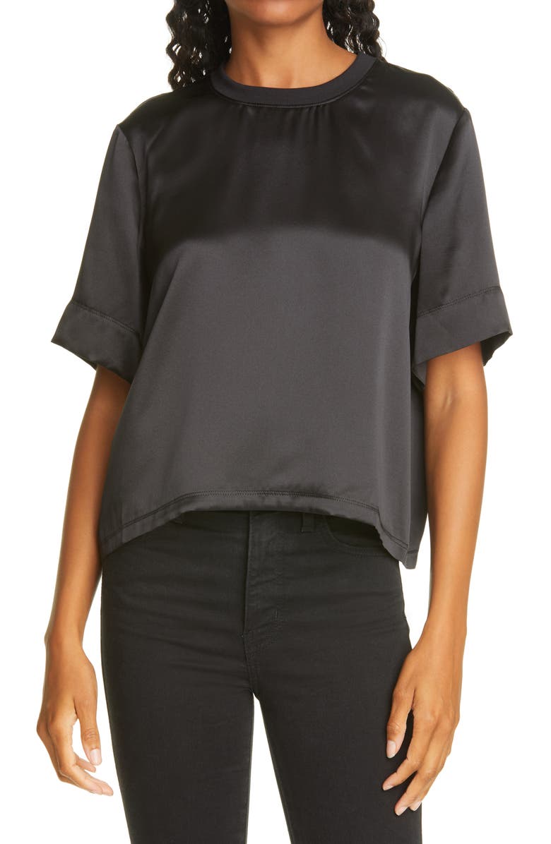 ATM Anthony Thomas Melillo Boy Cut Silk Charmeuse T-Shirt, Main, color, 