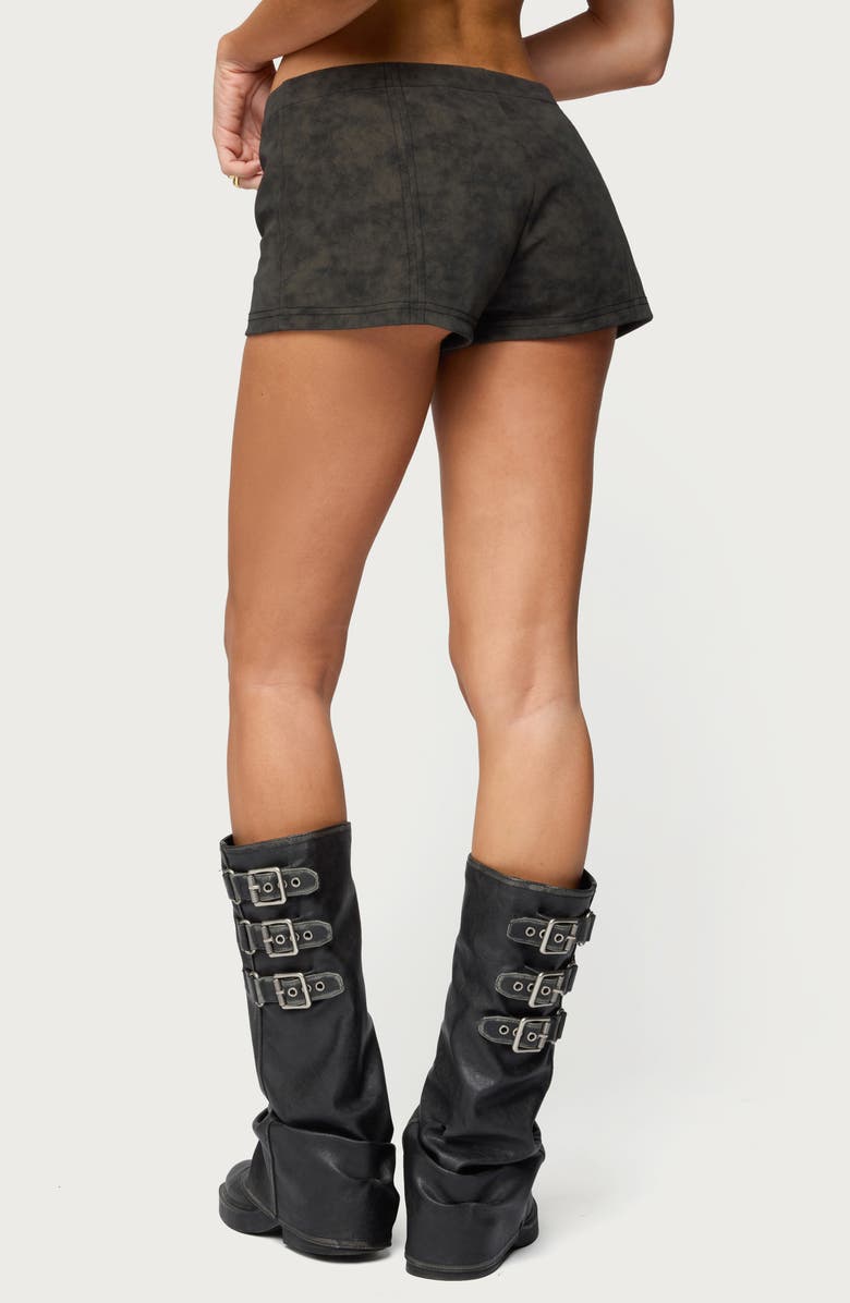 EDIKTED Taia Distressed Faux Leather Shorts, Alternate, color, 