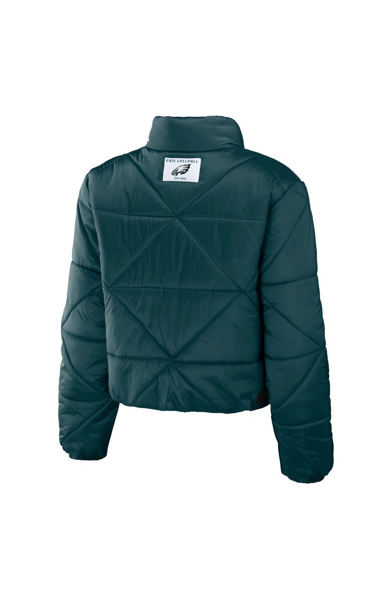 WEAR by Erin Andrews Women's WEAR by Erin Andrews Midnight Green Philadelphia Eagles Cropped Puffer Full-Zip Jacket, Alternate, color, 