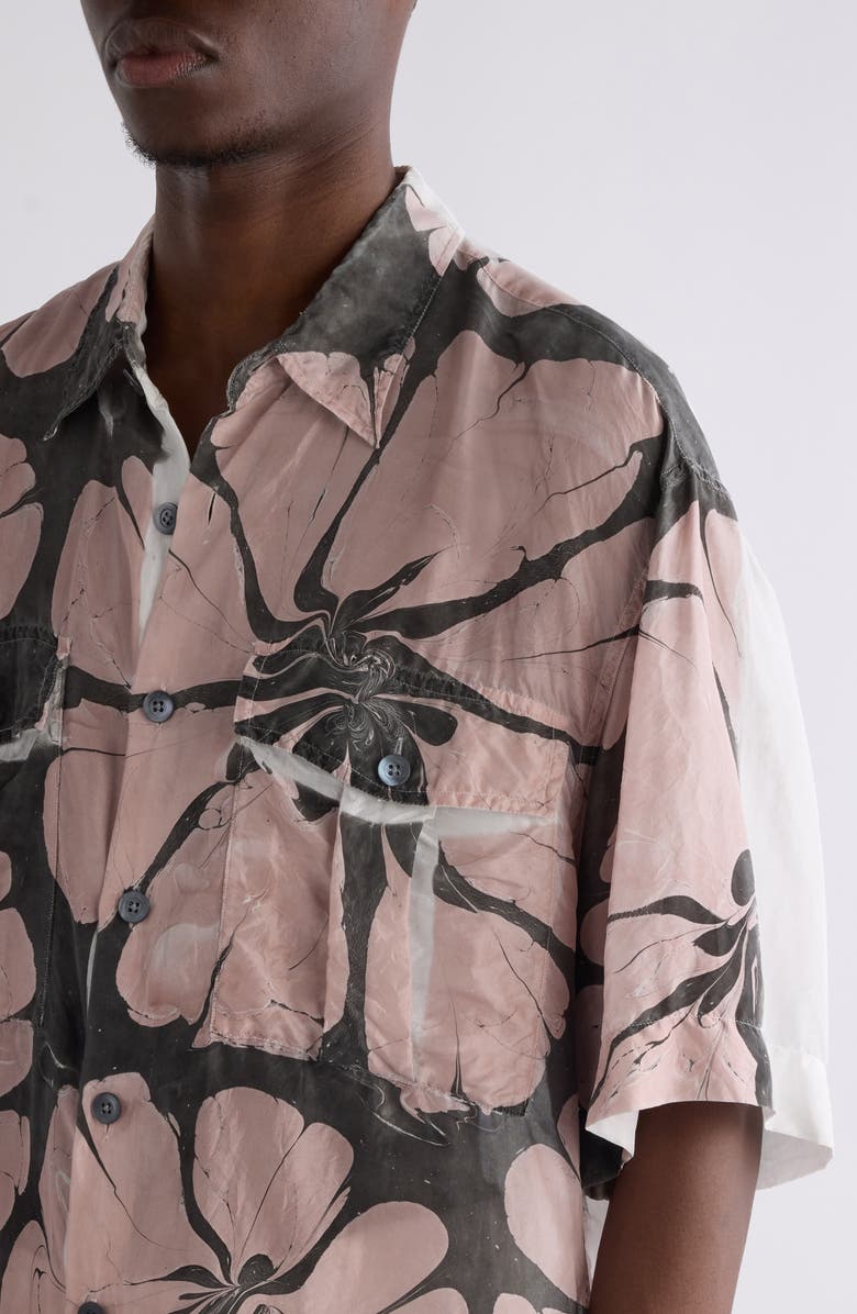 Dries Van Noten Cass Floral Silk Button-Up Shirt, Alternate, color, Dessin A