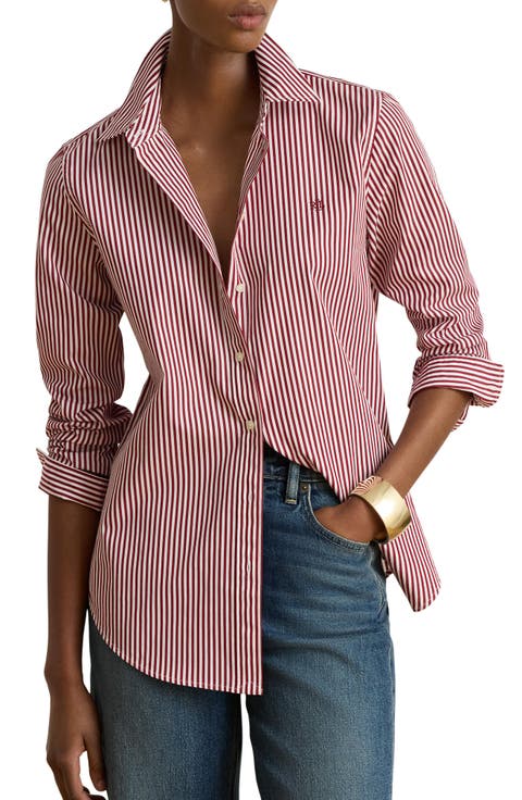 Stripe Cotton Button-Up Shirt