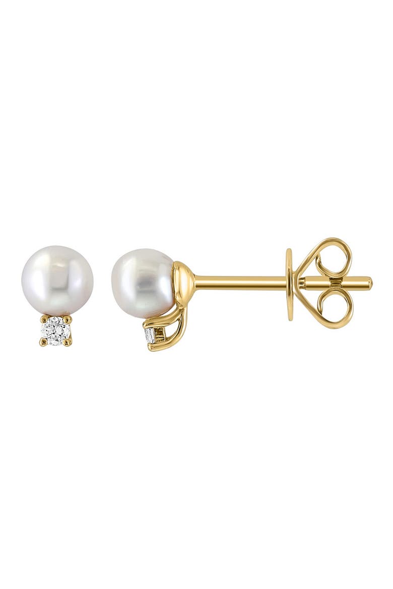 14K Yellow Gold Diamond & Cultured Freshwater Pearl Earrings, Alternate, color, WHITE