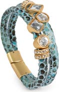 SAACHI Crystal Faux Leather Bracelet