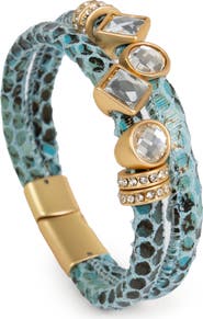 SAACHI Crystal Faux Leather Bracelet